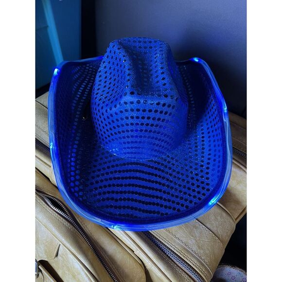 Funcredible Space Cowgirl Hat | Blue Light Up Cowboy Hat - Picture 8 of 16